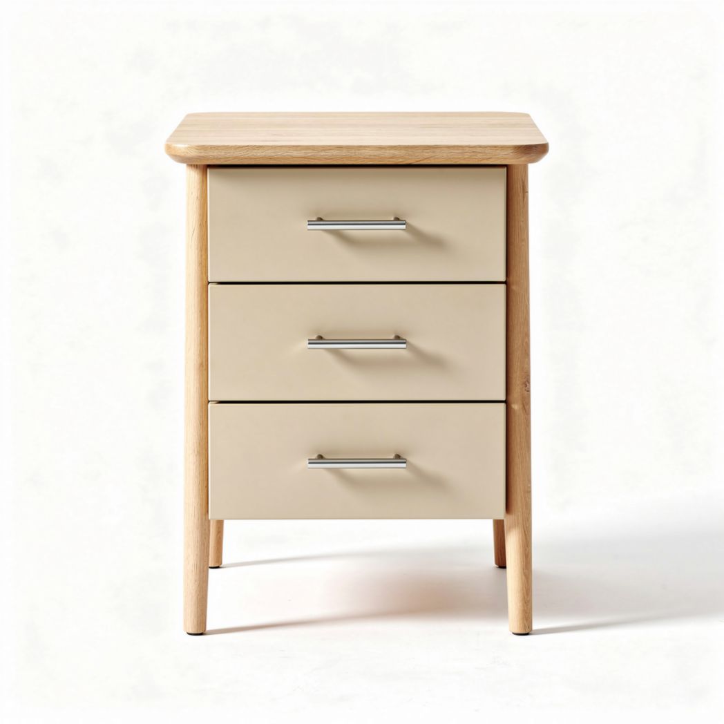 Wooden Nightstand with Three Drawers for Bedroom Storage, Made of MDF and Solid Wood, 50 x 40 x 60cm
