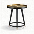Metal and Wood Round Side Table – Ideal for Living Room or Bedroom Use – Steel and Wood Construction – 40 x 40 x 50cm