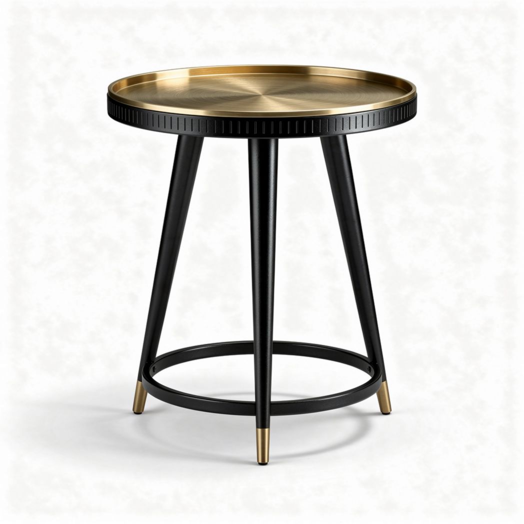 Metal and Wood Round Side Table – Ideal for Living Room or Bedroom Use – Steel and Wood Construction – 40 x 40 x 50cm
