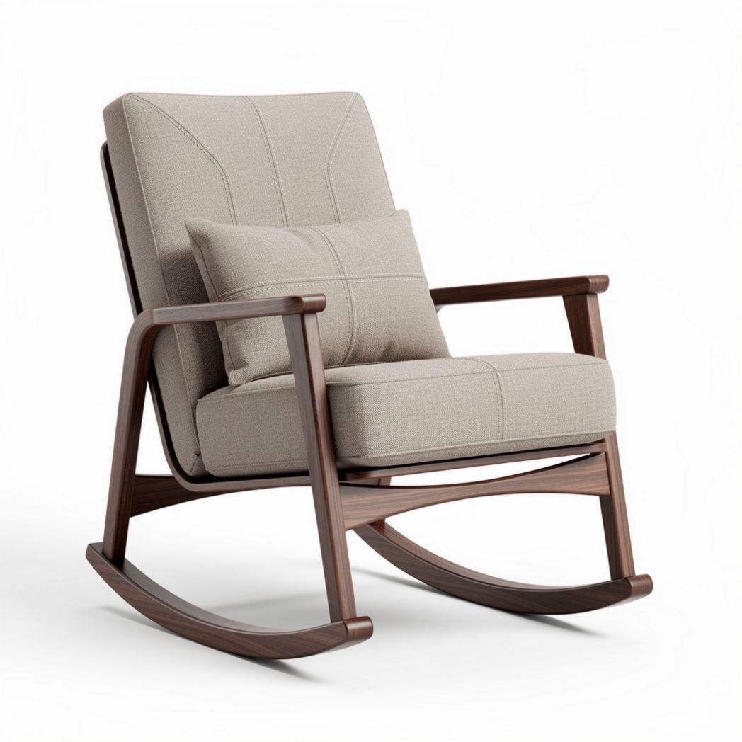 Rocking Chair with Cushion for Relaxation – Wooden Frame and Fabric Upholstery – 70 x 80 x 90cm