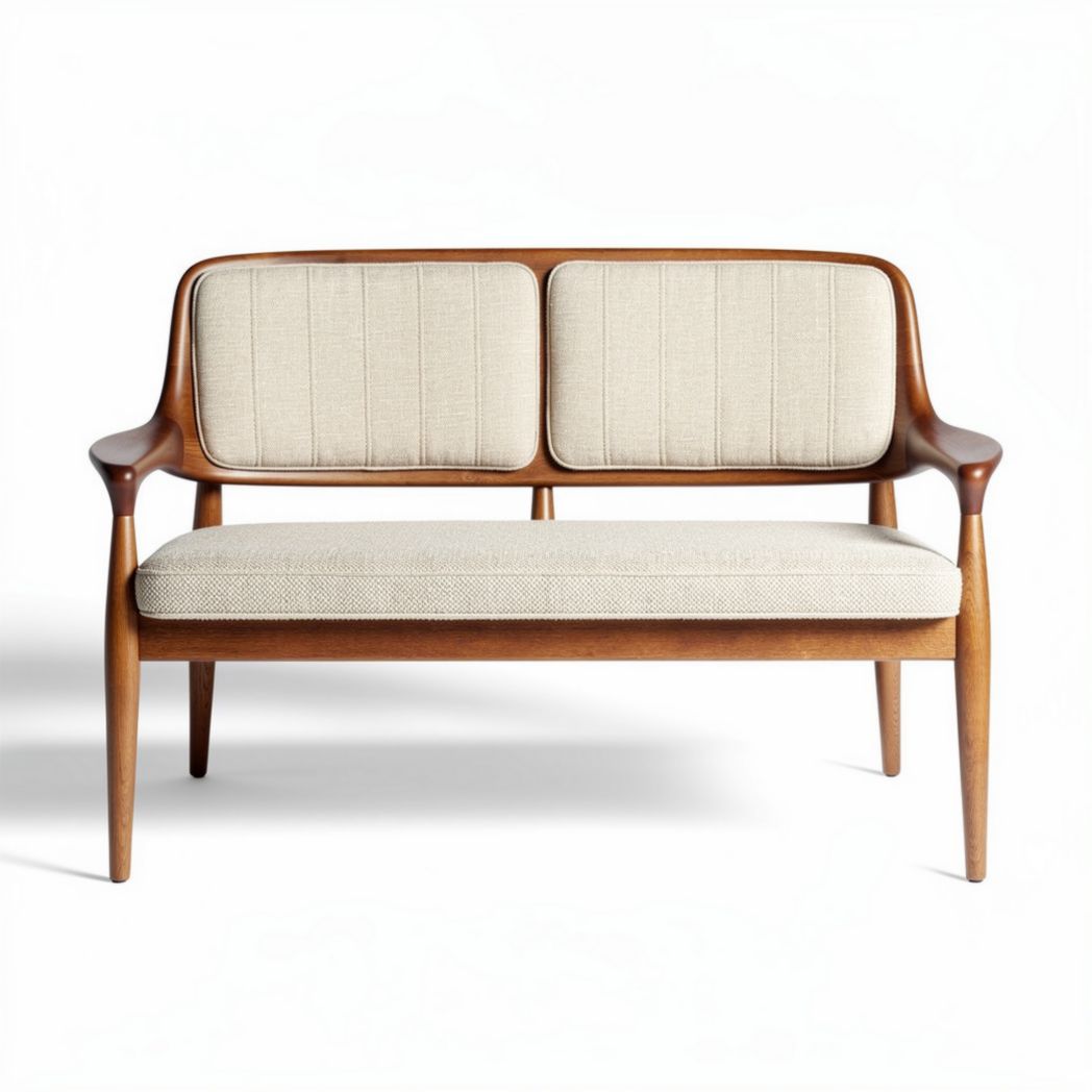 Wooden Sofa with Fabric Upholstery – Suitable for Living Room or Lounge – Made from Solid Wood and Fabric – 130 x 75 x 80cm
