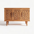 Carved Wooden Sideboard with Three Doors – 90 x 40 x 75cm