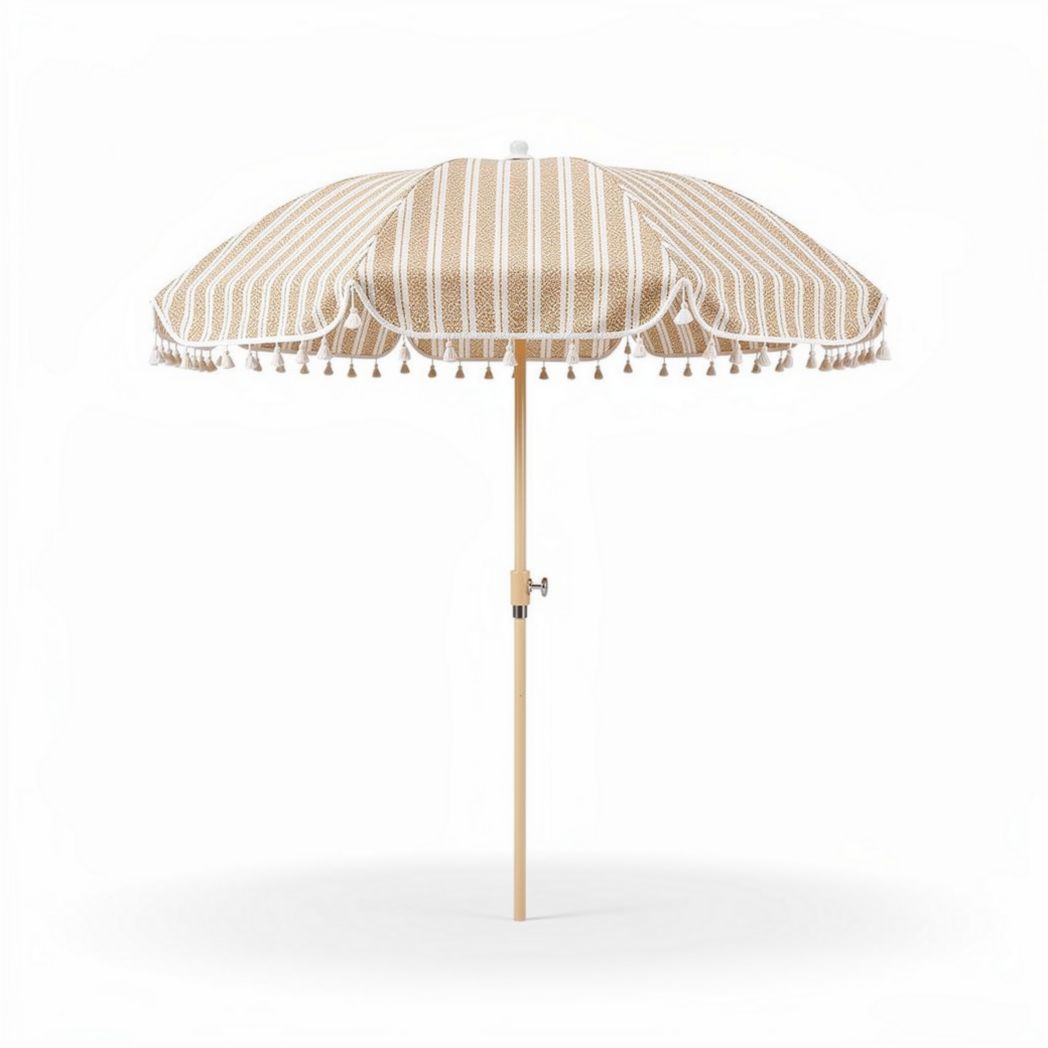Outdoor Patio Umbrella for Sun Protection Made of Fabric and Wood 120 x 120 x 250cm