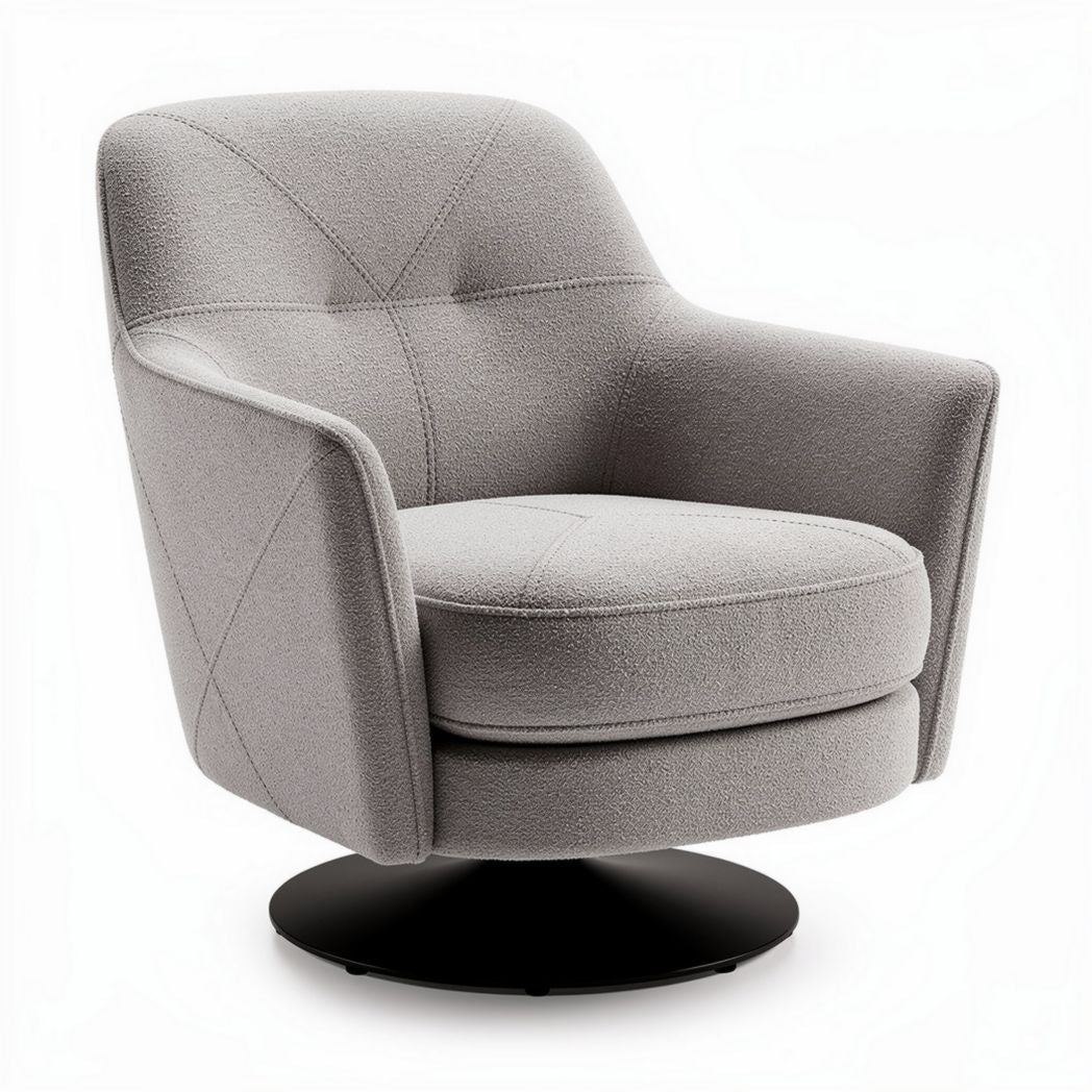 Swivel Accent Chair for Living Room Use, Upholstered Fabric, 80 x 80 x 90cm